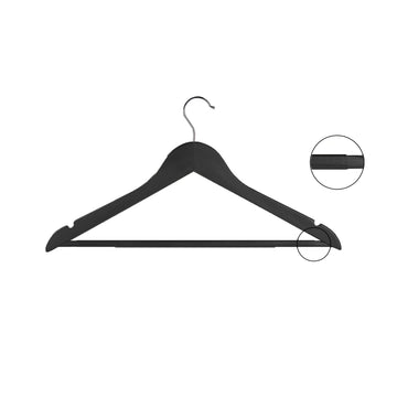 DEILSY™ Black Wooden High Quality Hangers With Anti Slip Bar (20 Pack)