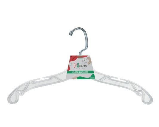 Carton of Clear Plastic Hangers (Carton Includes 24 Sets of 4 Pcs)