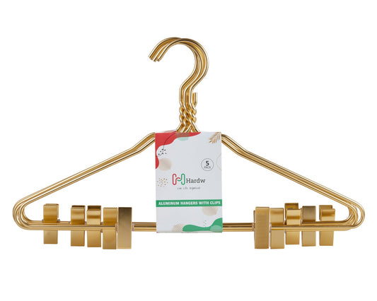Carton of Gold Aluminum Hanger With Clips (Carton Includes 20 Sets of 5 Pcs)