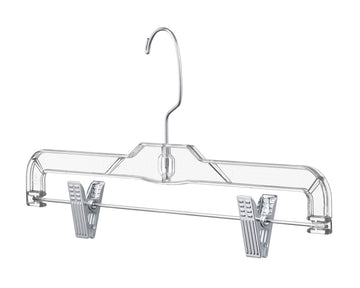 Clear Pant Hangers with Adjustable Non-Slip Clips - 100 Pack