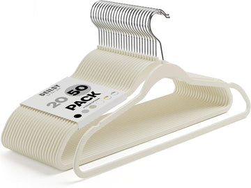 Ivory Non Velvet Plastic Hanger for Closet, 50 Hangers