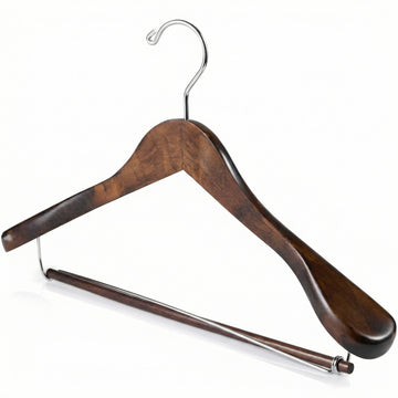 DEILSY Wide Shoulder Wooden Suit Hangers with Non-Slip Pants Bar & 360° Swivel Hook - Smooth Finish 30 Hangers