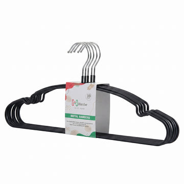 Black Metal Hangers PVC Anti-Slip - 1 Case (200 Hangers)
