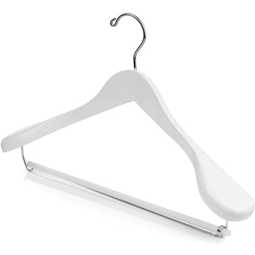 DEILSY Wide Shoulder Wooden Suit Hangers with Non-Slip Pants Bar & 360° Swivel Hook - Smooth Finish 30 Hangers