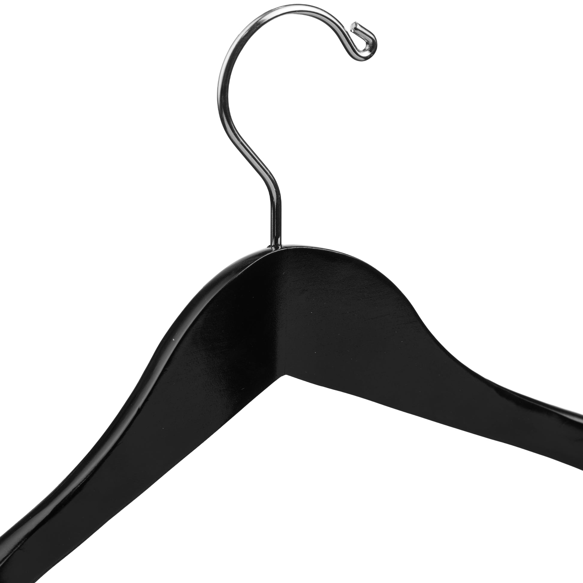 Black hanger with a hook on a white background