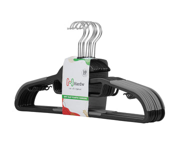 Carton of Black Plastic Hanger With Anti-Slip Strip (Carton Includes 20 sets of 10 Pcs)