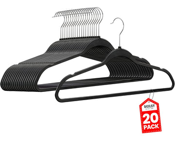 DEILSY™ Durable Non-Velvet Plastic Hangers, Slim and Space Saving (20 pack)