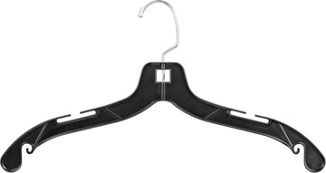 Black Plastic Clothes Hangers with Hook & Notches - 100 Pack