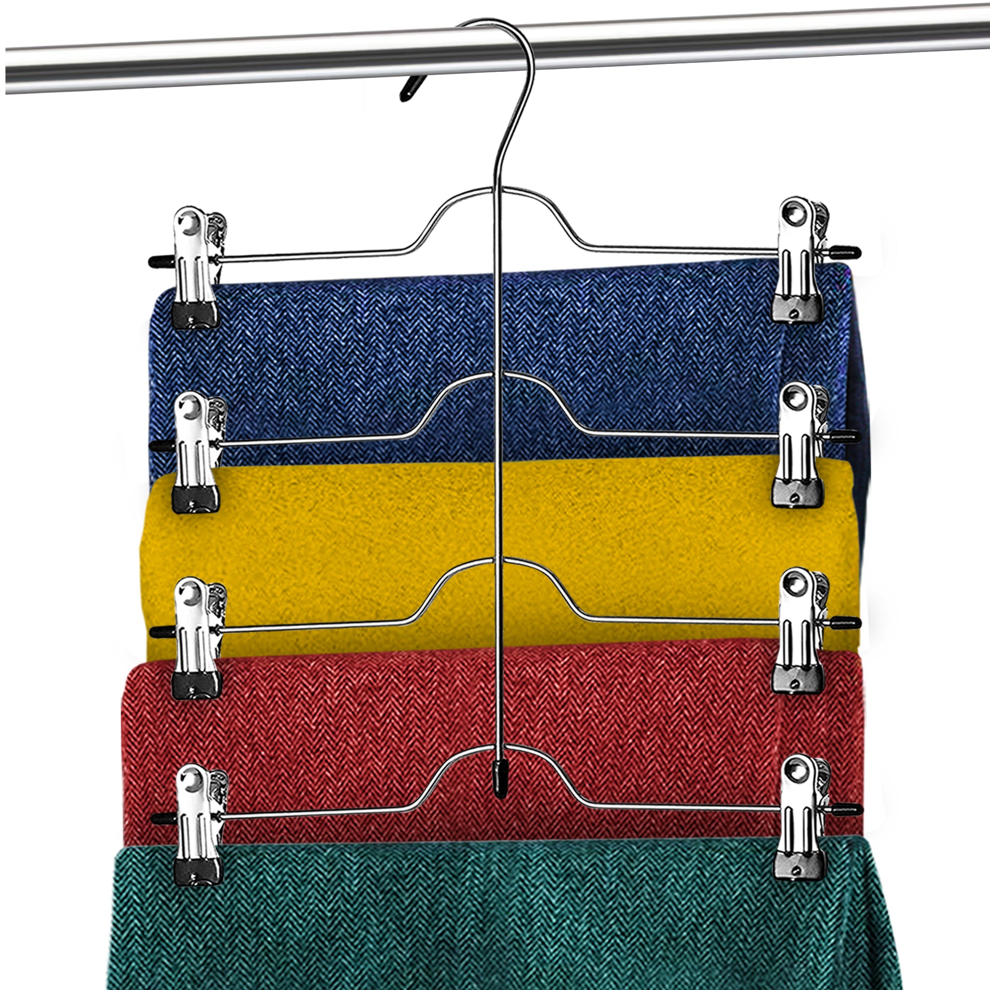 DEILSY™ 4-Tier Metal Skirt Hangers with Sturdy Clips, (3 Pack)