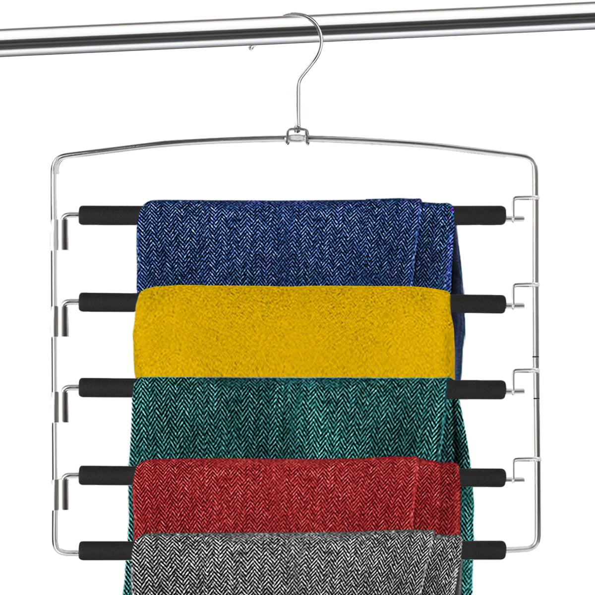 DEILSY™ 5-Tier Metal pant hangers with Sturdy non Slip with Foam (3 Pack)
